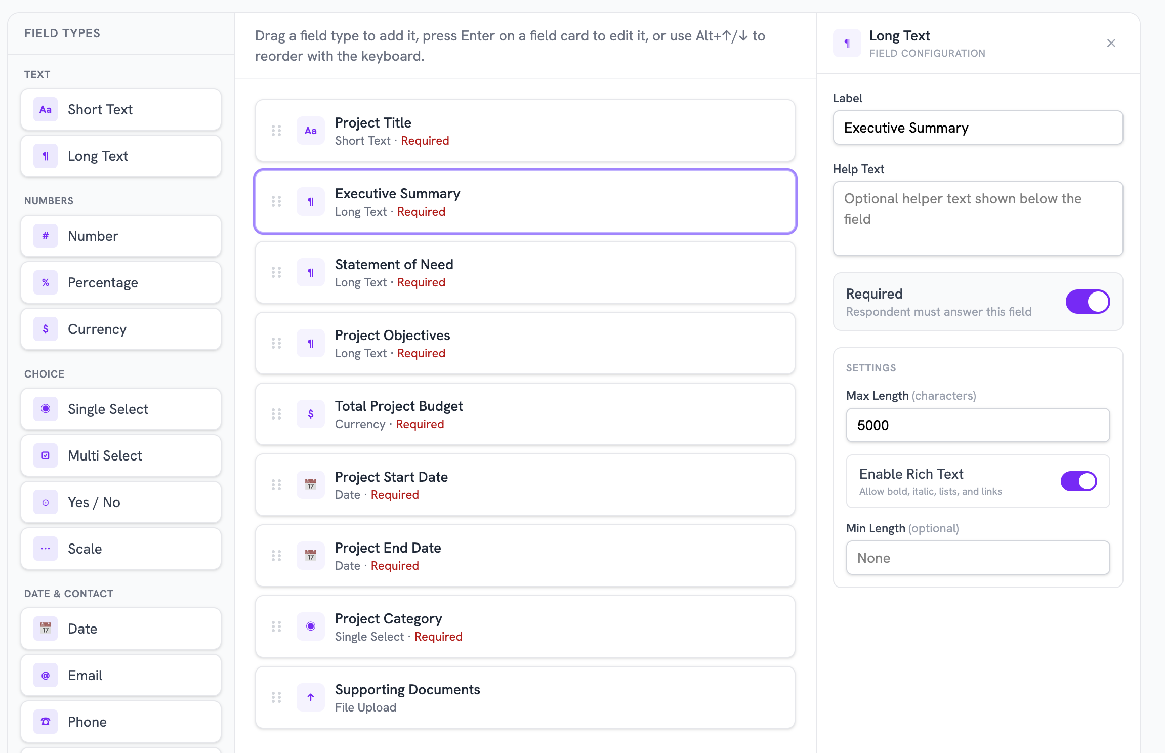 The Litegrants form builder